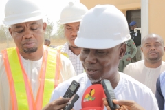 Hon. Minister Giving an Interview After the Site Tour