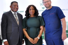 L-R;Minister of State, Power,Mr Goddy Jedy-Agba,OFR,Managing Director /CEO Rural Electrification Agency,Mrs Damilola Ogunbiyi and Chief Executive Officer,All On,Dr. Wieber Boer during the Rural Electrification  Energizing Education Programme female Stem Workshop in Lagos