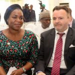 Damilola Ogunbiyi MD REA and Evangelis Kamaris CEO Metka West Africa during the EEP solar hybrid project commissioning at Bayero University, Kano