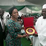 Damilola Ogunbiyi MD REA receiving an award from Prof. Muhammad Yahuza Bello VC BUK