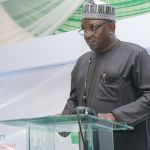 Engr. Saleh Mamman Honourable Minister of Power delivering his speech during the EEP solar hybrid project commissioning at Bayero University, Kano State