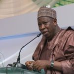 H.E Abdullahi Ganduje, Governor of Kano state delivering his speech during the EEP solar hybrid project commissioning at Bayero University, Kano State