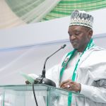 H.E Muhammed Mahmoud, Honourable Minister of Environment delivering his remarks during the EEP solar hybrid project commissioning at Bayero Uni Kano