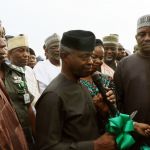 H.E Vice President Yemi Osinbajo, SAN, GCON cutting the ribbon, officially commissioning the EEP solar hybrid proj
